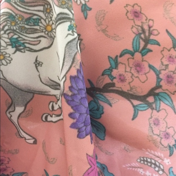 Wild Horse Unicorn Pink Gypsy Bohemian Kimono - Picture 8 of 8
